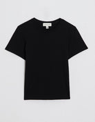 Black t-shirt on a light gray background