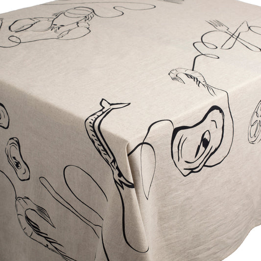 Line Drawing Linen Tablecloth